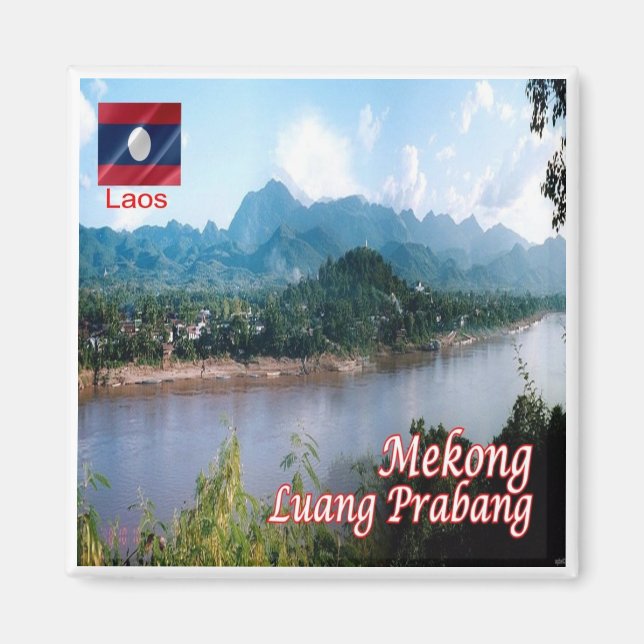 zLA006 LUANG PRABANG Mekong, Laos, Asien, Fridge Magnet (Framsidan)