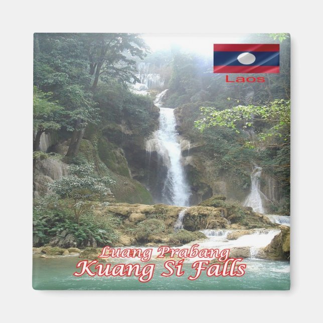 zLA009 KUANG SI FALLS Luang Prabang, Laos, Fridge Magnet (Framsidan)