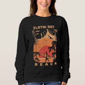 Zlatni Rat Beach Solnedgång Sommarlov Vintage Så T Shirt