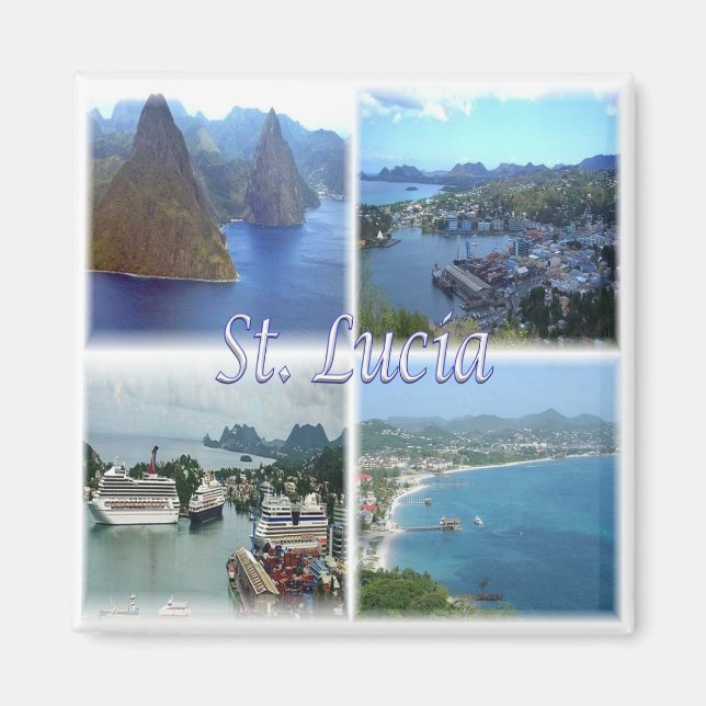 zLC003 SAINT LUCIA, Mosaic, Amerika, Fridge Magnet (Framsidan)