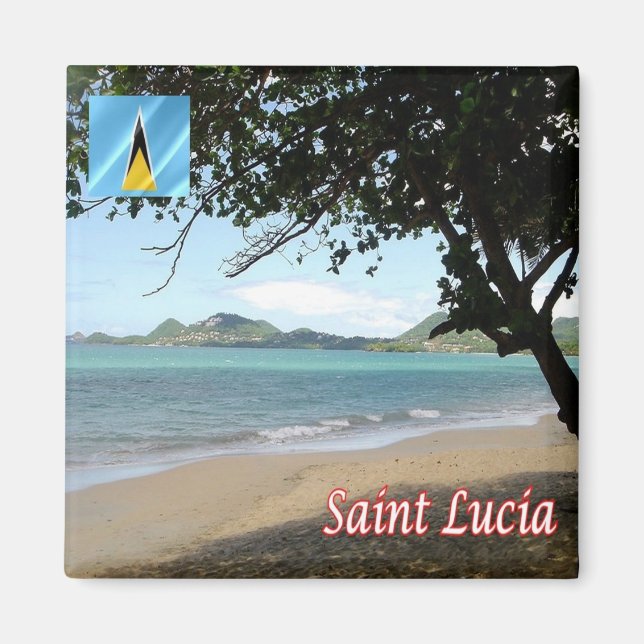 zLC006 SAINT LUCIA, Vigie Beach, Amerika, Fridge Magnet (Framsidan)