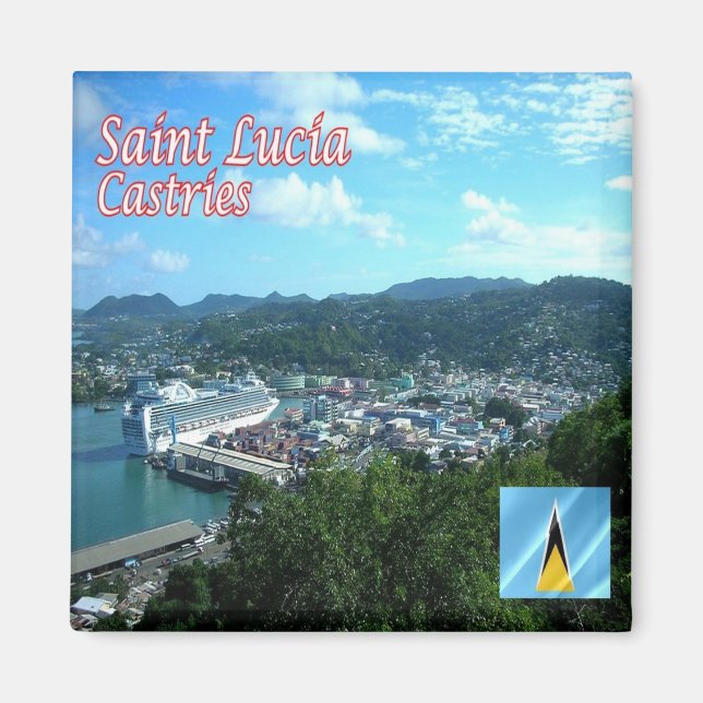 zLC007 CASTRIES, Saint Lucia, Amerika, Fridge Magnet (Framsidan)