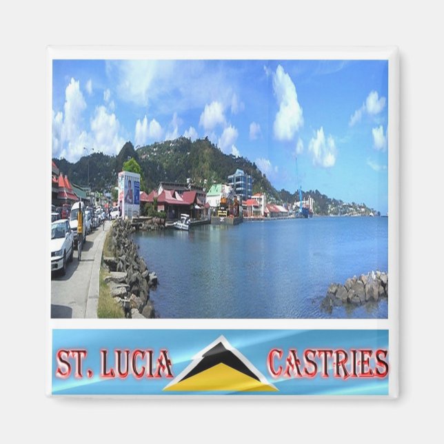 zLC008 CASTRIES, Harbour, Saint Lucia, Fridge Magnet (Framsidan)