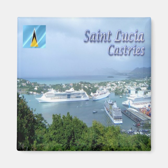 zLC009 CASTRIES, Harbour, Saint Lucia, Fridge Magnet (Framsidan)