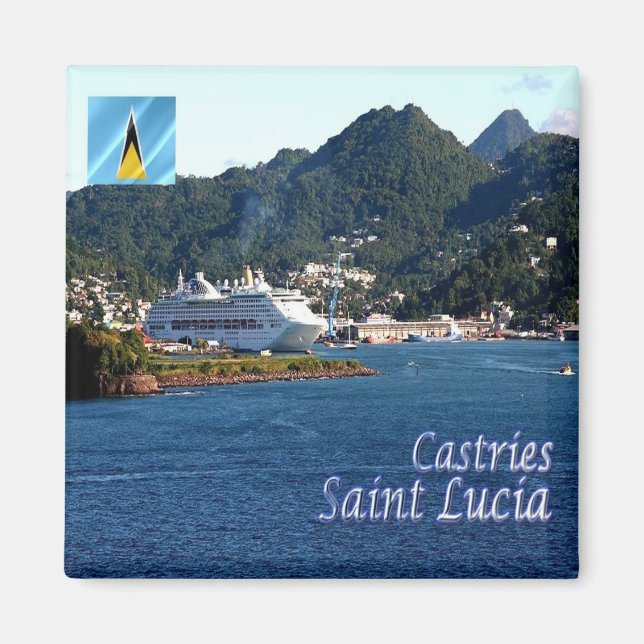 zLC010 CASTRIES, Panorama, Saint Lucia, Fridge Magnet (Framsidan)