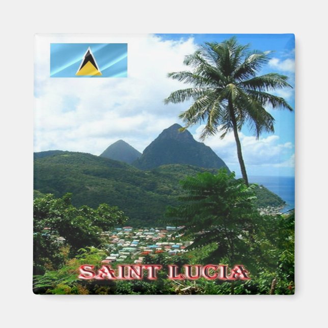 zLC012 SAINT LUCIA, Panorama, Amerika, Fridge Magnet (Framsidan)