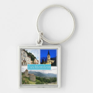 zLI003 VADUZ Liechtenstein Fyrkantig Silverfärgad Nyckelring
