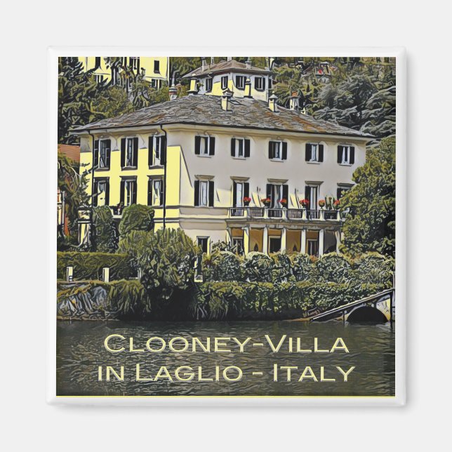 zLMD116 CLOONEY-VILLA Laglio Sjö Como, Fridge Magnet (Framsidan)