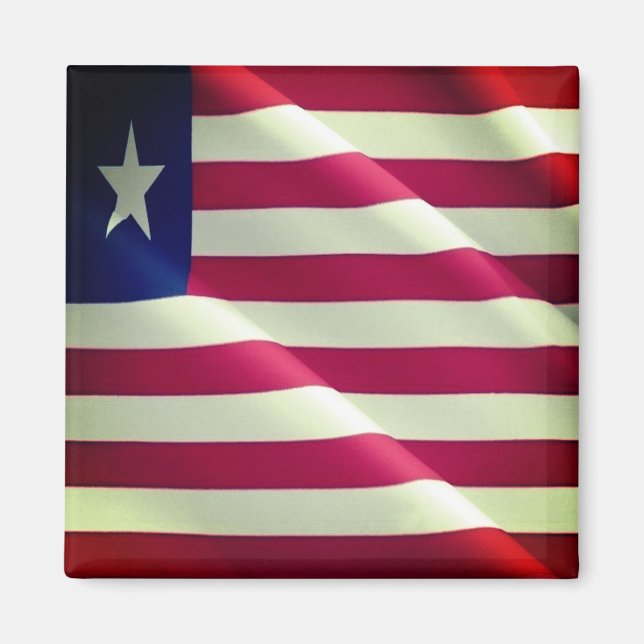 zLR002 LIBERIA, WAVING FLAGGA, Afrika, Fridge Magnet (Framsidan)