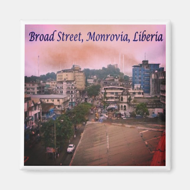 zLR007 MONROVIA, Broad Street, Liberia, Fridge Magnet (Framsidan)