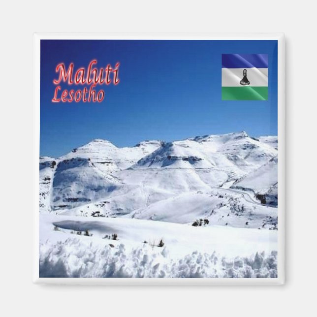 zLS007 MALUTI, Snö, Lesotho, Afrika, Fridge Magnet (Framsidan)