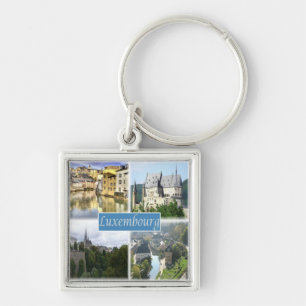 zLU003 LUXEMBURG Fyrkantig Silverfärgad Nyckelring