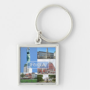 ZLV004 RIGA, Republiken Lettland, Europa, Fyrkantig Silverfärgad Nyckelring