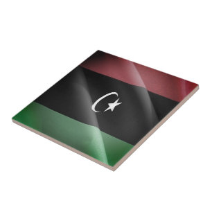 zLY002 LIBYA, Wave Flagga Libanese, Afrika, Kakelplatta