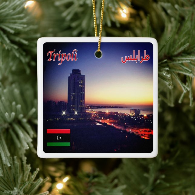 zLY014 TRIPOLI, Libyen, Afrika, Julgransprydnad Keramik (Träd)