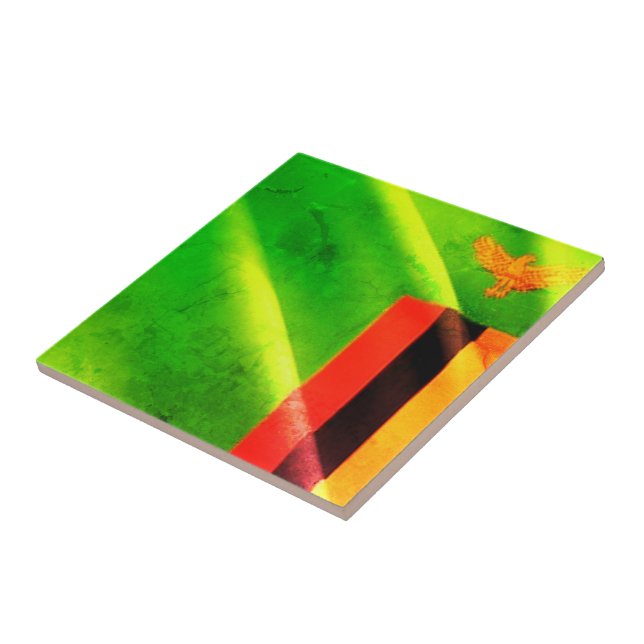 ZM002 ZAMBIA Wave Flagga, Afrika Kakelplatta (Sidan)