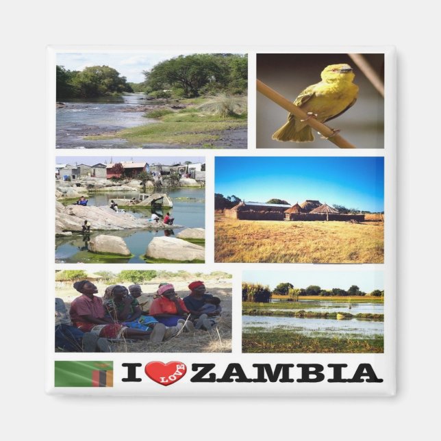ZM010 ZAMBIA I Kärlek, Mosaic, Afrika, Fridge Magnet (Framsidan)