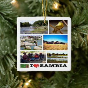 ZM010 ZAMBIA I Kärlek, Mosaic, Afrika Julgransprydnad Keramik