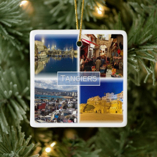 zMA012 TANGIERS, Mosaic, Marocko, Afrika Julgransprydnad Keramik (Träd)