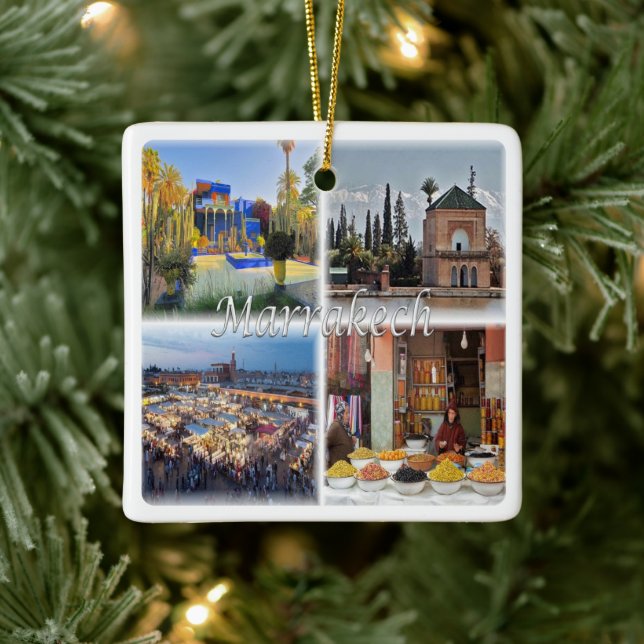 zMA017 MARRAKECH mosaic, Marocko, Afrika Julgransprydnad Keramik (Träd)