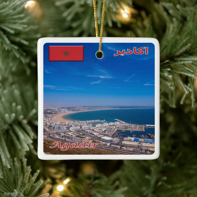 zMA026 AGADIR, Marocko, Afrika Julgransprydnad Keramik (Träd)