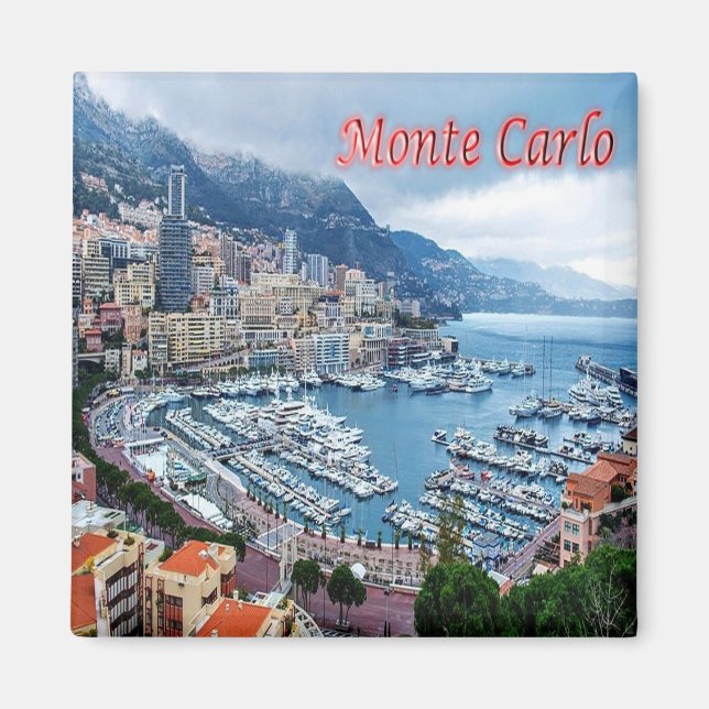 zMC018 MONTE CARLO Panorama, Monaco, Fridge Magnet (Framsidan)