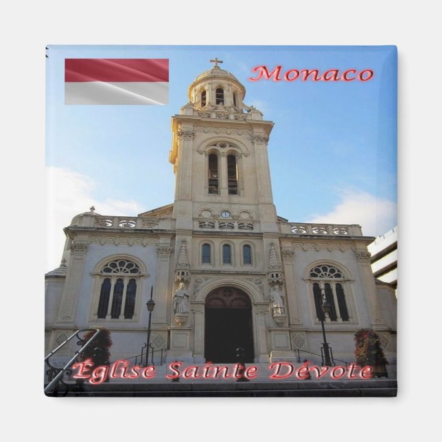 zMC022 Monte Carlo, CHURCH SAINTE-DÉVOTE, Fridge Magnet (Framsidan)