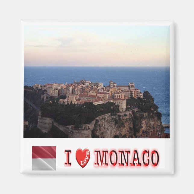 zMC024 VILLE MONACO wiew and "I KÄRLEK", Fridge Magnet (Framsidan)