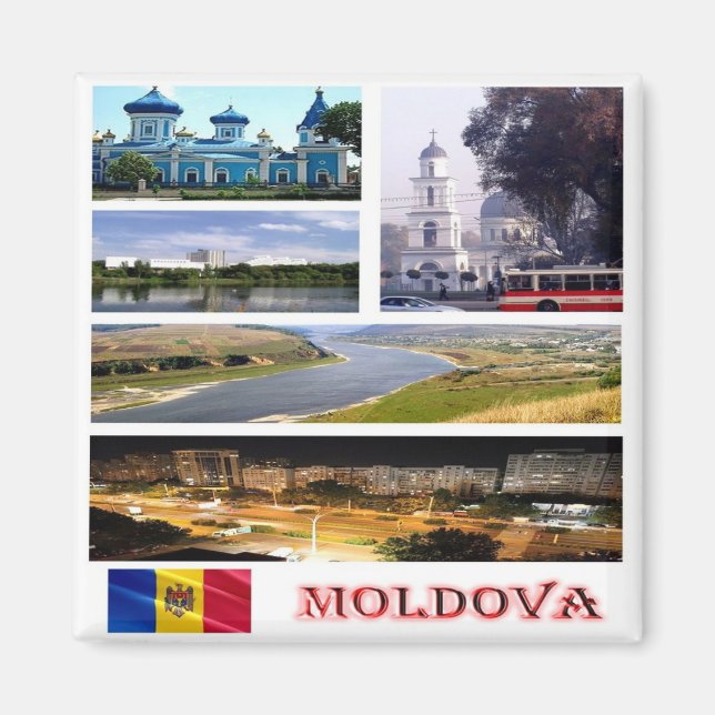 zMD005 MOLDOVA collage mosaic, Europa, Fridge Magnet (Framsidan)