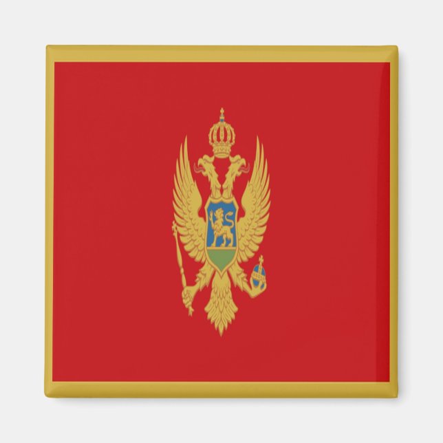 zME001 Montenegro, FLAGGA, Fridge Magnet (Framsidan)
