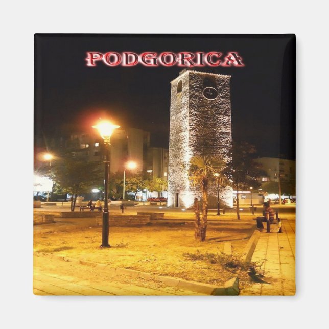 zME013 PODGORICA Clock Torn på natten, Fridge Magnet (Framsidan)