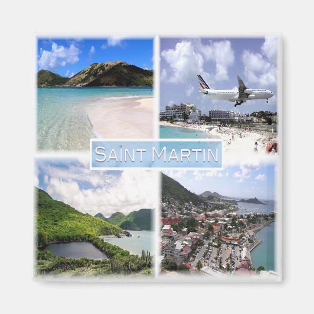 zMF003 SAINT MARTIN, Mosaic, Amerika, Fridge Magnet (Framsidan)