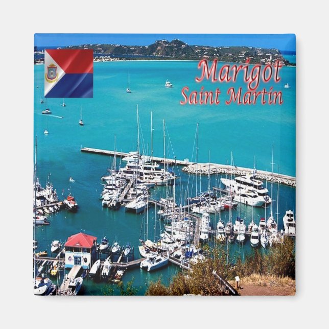zMF006 MARIGOT, Saint Martin, Amerika, Fridge Magnet (Framsidan)