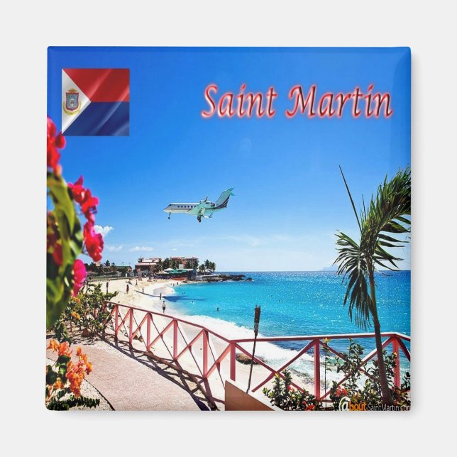 zMF007 SAINT MARTIN, Panorama, Amerika, Fridge Magnet (Framsidan)