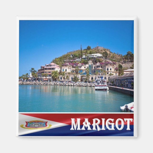 zMF008 MARIGOT, Saint Martin, Amerika, Fridge Magnet (Framsidan)
