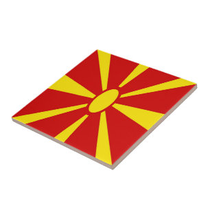 zMK001 Nordmakedonska FLAGGA, Makedonien, Kakelplatta