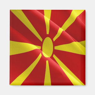 zMK002 NORTH MACEDONIAN som väver FLAGGA Makedonie Magnet