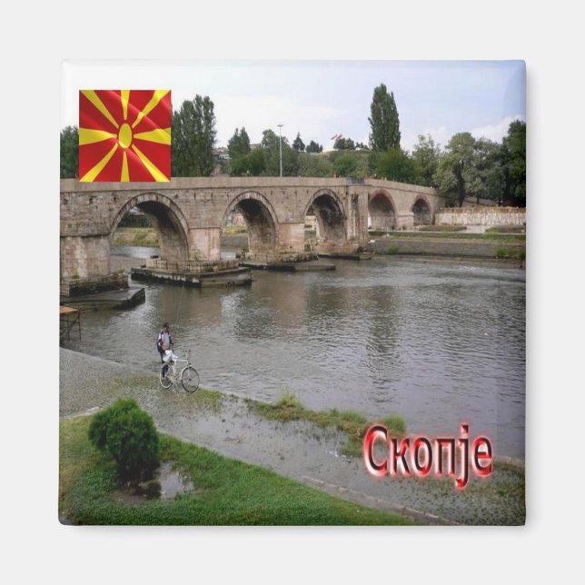 zMK005 SKOPJE, NordMakedonien, Europa Magnet (Framsidan)