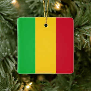 zML001 MALI, Flagga, Afrika Julgransprydnad Keramik