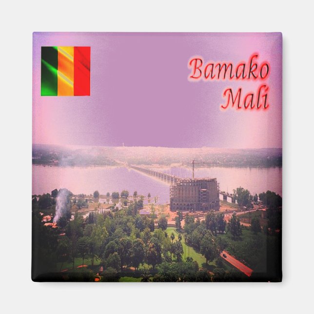 zML003 MALI, Bamako Bridge, Afrika, Fridge Magnet (Framsidan)