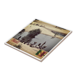 zML010 MALI, Panorama, Afrika Kakelplatta