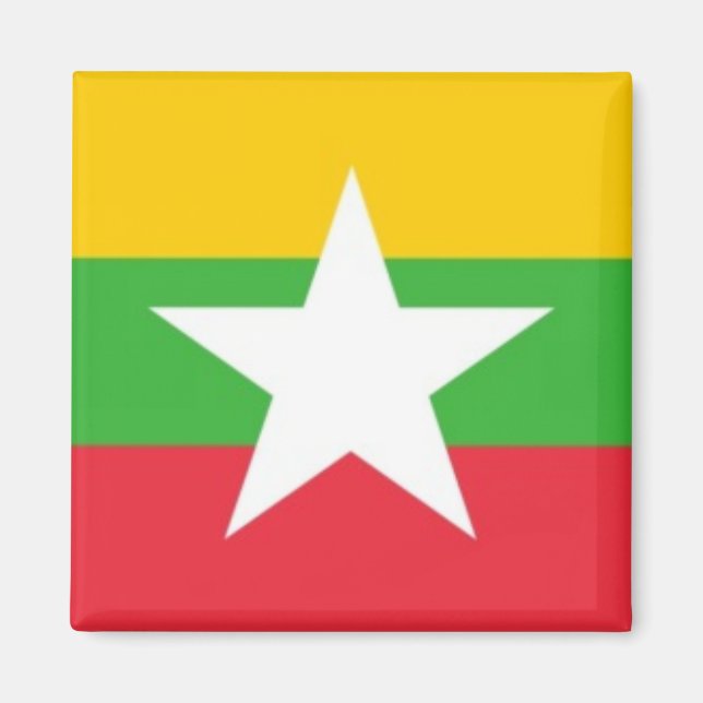 zMM001 Burmas FLAGGA Myanmar, Fridge Magnet (Framsidan)