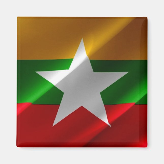 zMM002 om Burmas FLAGGA Myanmar, Fridge Magnet (Framsidan)