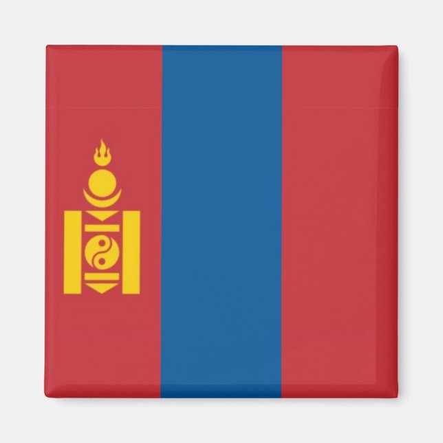 zMN001 Mongolisk FLAGGA Mongoliet, Fridge Magnet (Framsidan)