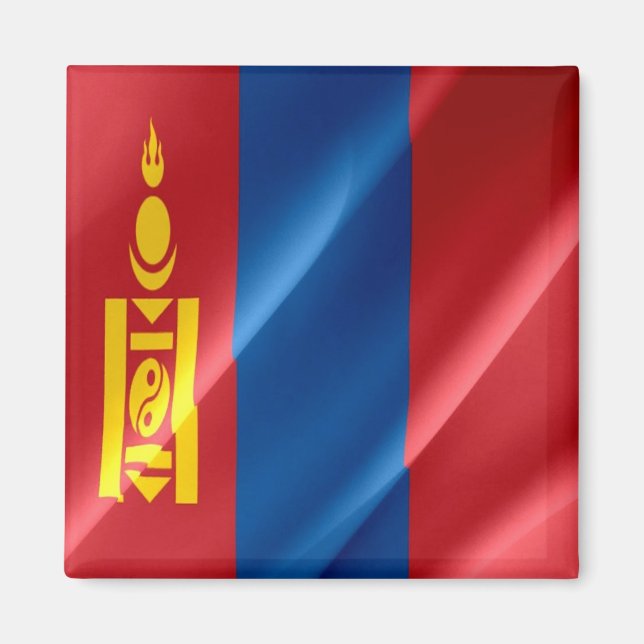 zMN002 som väller Mongoliska FLAGGA Mongoliet, Magnet (Framsidan)