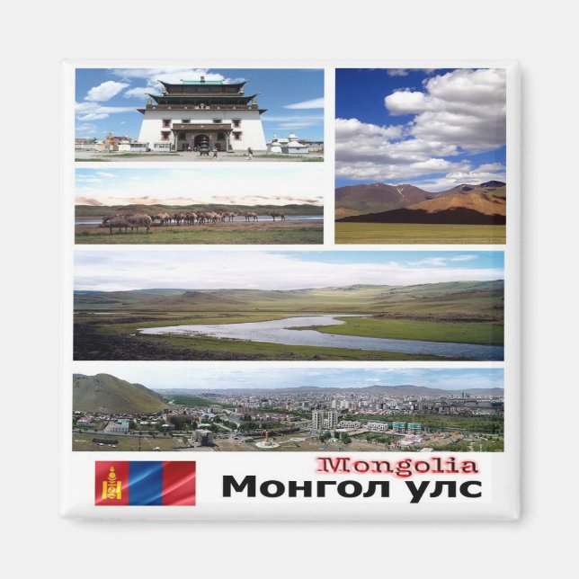 zMN003 MONGOLIA mosaic, Asien, Fridge Magnet (Framsidan)