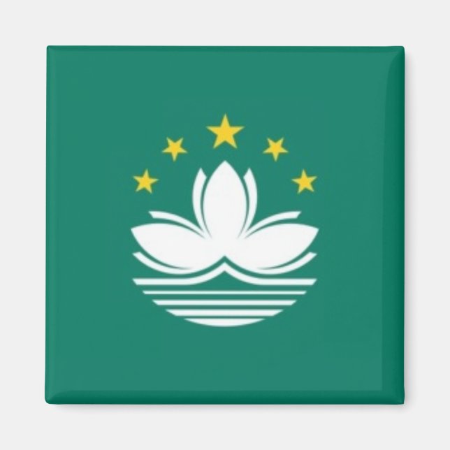 zMO001 Macaense FLAGGA Macau eller Macao, Fridge Magnet (Framsidan)