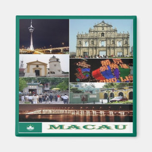 zMO003 Macau eller Macao collage, Asia, Fridge Magnet