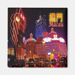 zMO011 CASINO LJUS, Macao eller Macao, Fridge Magnet