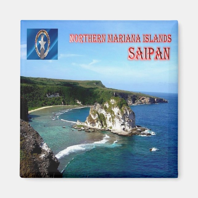 zMP006 SAIPAN, NORTHERN MARIANA ÖARNA, Fridge Magnet (Framsidan)